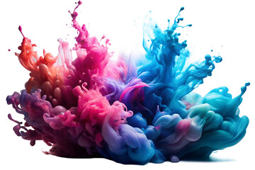 Obraz premium Vibrant Color Explosion Abstract Ink Swirl in Pink, Blue, and Red Hues