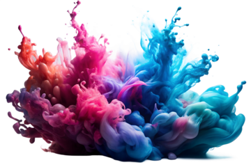 Vibrant Color Explosion Abstract Ink Swirl in Pink, Blue, and Red Hues