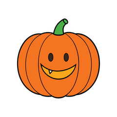 Smiling halloween pumpkin in vibrant orange Vector illustration