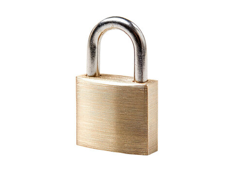 Brass padlock security privacy protection safeguard lock, Isolated On Transparent Background, Png