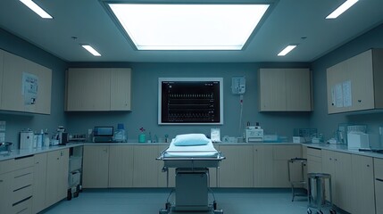 Empty medical examination room interior.