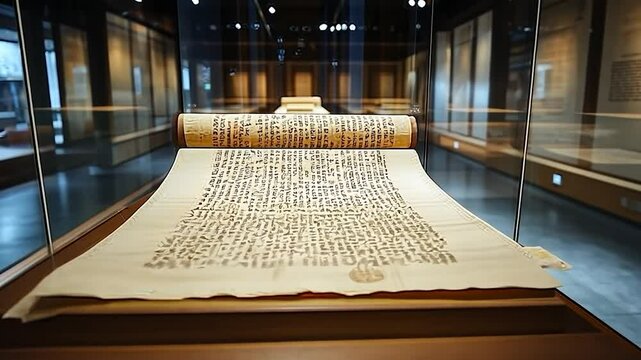 Ancient scroll displayed in museum