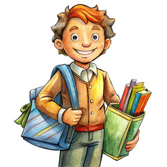 School Shopping Illustration With Happy Child