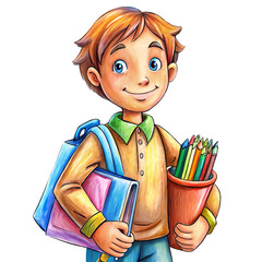 Bag Full of Notebooks and Pencils Held by Student
