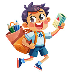 Smiling Student With Full School Shopping Bag