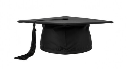 Graduation Hat PNG – Classic Black Mortarboard Cap with Tassel, Isolated on Transparent Background for Education, Academic Achievement, Graduation Ceremonies, and Student Success Design Projects