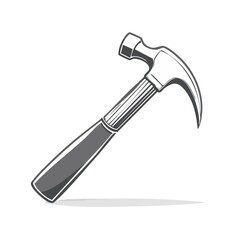 Illustration of a claw hammer with a black handle against a simple dark background