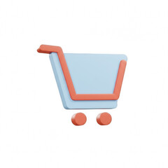 3D Cart Icon PNG – Modern Three-Dimensional Shopping Cart Graphic with Wheels and Handle Isolated on Transparent Background for E-Commerce, Online Stores, Checkout, Retail, and Shopping App Design