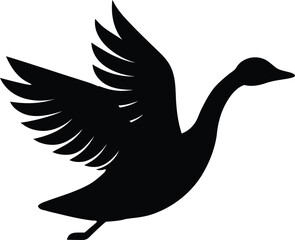 Minimalist Goss Bird Mid Flight with Wings Spread and Clean Form Line Art