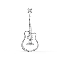 Naklejka premium Acoustic Guitar Silhouette Illustration on Black Background Musical Instrument Stringed