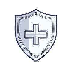 Obraz premium Illustration of Medical Shield with Plus Sign for Healthcare Security or Protection in Blue Gray Tones Protection Concept