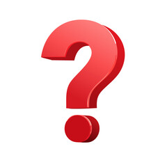 Red question mark 3D rendering symbol for uncertainty asking and solution business decisions against black background
