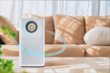 Smart Air Purifier in Bright Living Room