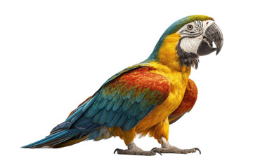 Fototapeta premium PNG Vibrant macaw parrot with colorful feathers on black background