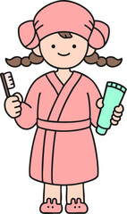 a girl in a shower holding toothbrush toothpaste