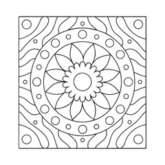 Floral Mandala Coloring Page – Black and White Line Art for Adults and Kids, Mandala Coloring Pages For Adults, Black & White, Line Art, Illustration, Vector Art, Coloring Pages, Coloring Book