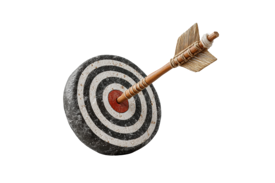 PNG Arrow embedded in bullseye on black background