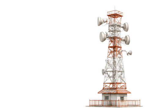 PNG Rusty communication tower with satellite dishes