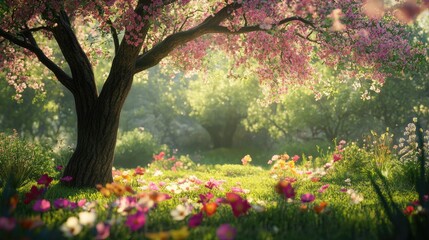 A tranquil beautifully crafted image of a serene landscape featuring palm trees swaying in the breeze