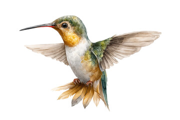 Fototapeta premium PNG Colorful hummingbird in motion with outstretched wings and vibrant plumage