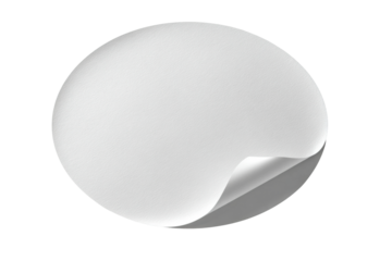 PNG White circular sticker with curled edge on transparent background