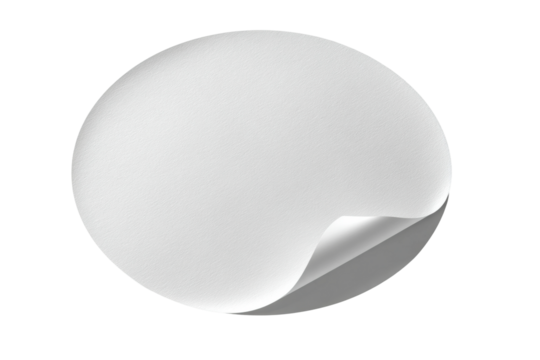 PNG White circular sticker with curled edge on transparent background - Powered by Adobe