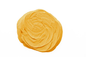 Yellow sand texture background, close up top view. Abstract sand surface