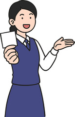 The girl holding the paper