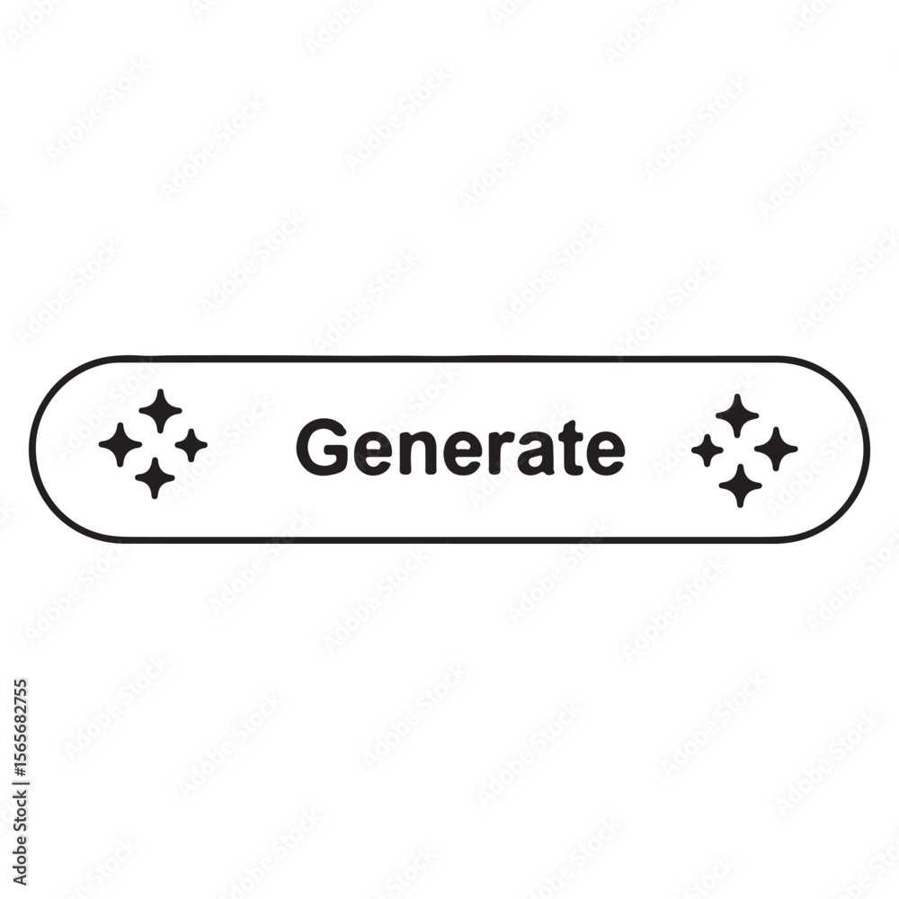 Fototapete generate button graphic clean black and white rounded rectangle with star accents for modern user in