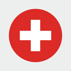 National flag of Switzerland circular  vector design and digital illustration with a white background , Swizz flag , swiss round flag