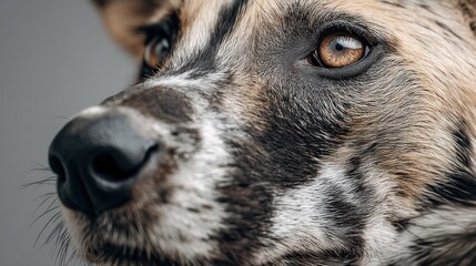 Close-up of a Dog's Face Showing Detailed Texture and Expression