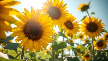 Sunflowers blooming in the sun