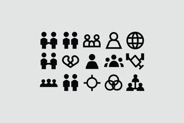 gender equality, community teamwork, diversity and collaboration Icon set, inclusion, partnership, human connection, justice, and unity for social issues, human rights, equality, gender roles, 
