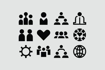 gender equality, community teamwork, diversity and collaboration Icon set, inclusion, partnership, human connection, justice, and unity for social issues, human rights, equality, gender roles, 