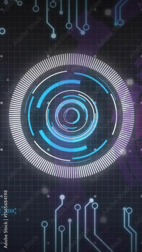 Poster animation of scope and data processing over computer circuit board