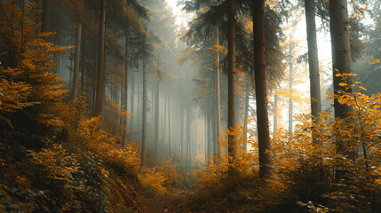 Atmospheric Nature-Inspired Autumn Scene in the Woods