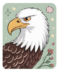Naklejka premium Illustration of a cute cartoon eagle.Suitable for postcards, children's books, educational toys and other designs. Isolated background. Vector graphics. EPS.