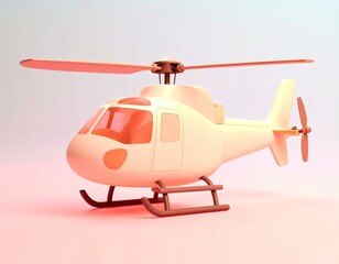 A stylized, cream-colored helicopter model against a soft pink backdrop.  The helicopter is shown in a three-quarter view, showcasing its design details.