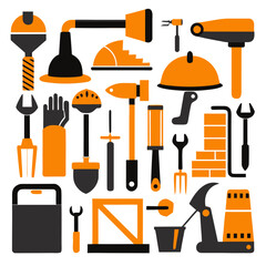 Perfect Vector Collection Of Construction Tools Silhouettes For Use Graphics Websites And Apps Designs On White Background