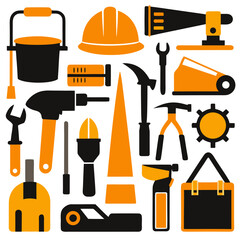 Perfect Vector Collection Of Construction Tools Silhouettes For Use Graphics Websites And Apps Designs On White Background
