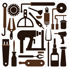 Perfect Vector Collection Of Crafting Tools Silhouettes For Use Graphics Websites And Apps Designs On White Background