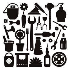 Obraz premium Perfect Vector Collection Of Crafting Tools Silhouettes For Use Graphics Websites And Apps Designs On White Background