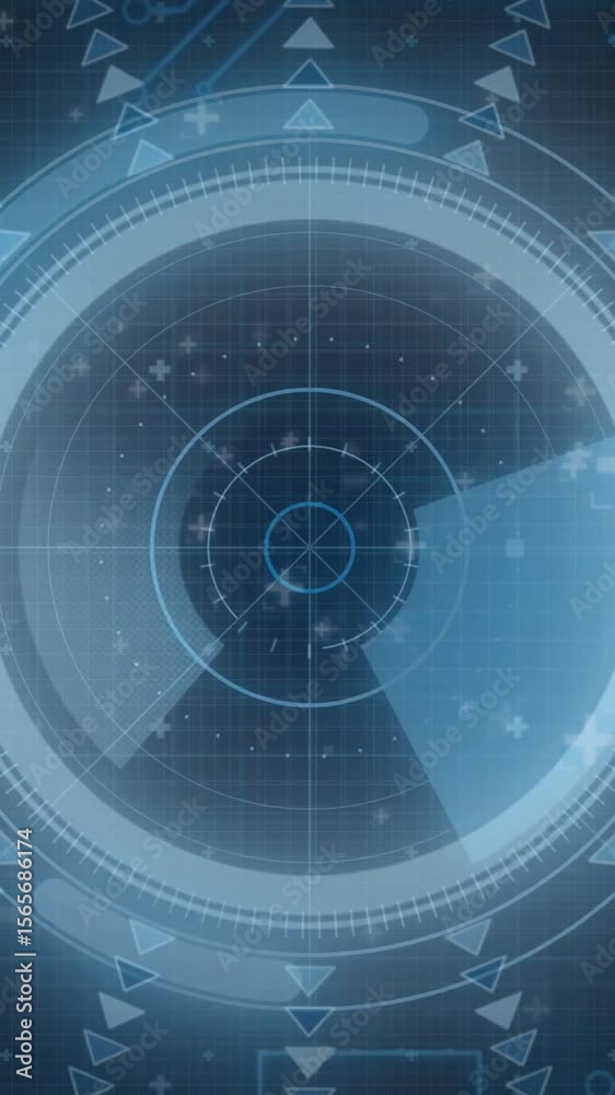 Poster animation of data processing over diagrams and scope scanning