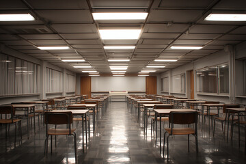 Exam Room Empty - Unoccupied Examination Hall with Aesthetic Lighting