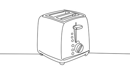 Line art toaster on kitchen counter