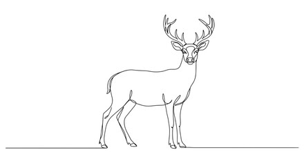 Line art deer standing on white background