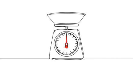 Outline of a kitchen scale with a red pointer
