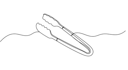 Thin-line illustration of kitchen tongs