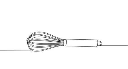 Whisk utensil in minimalist line art style