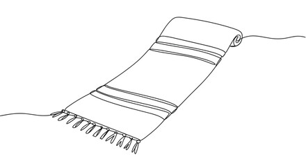 Line art of a rolled blanket on a surface